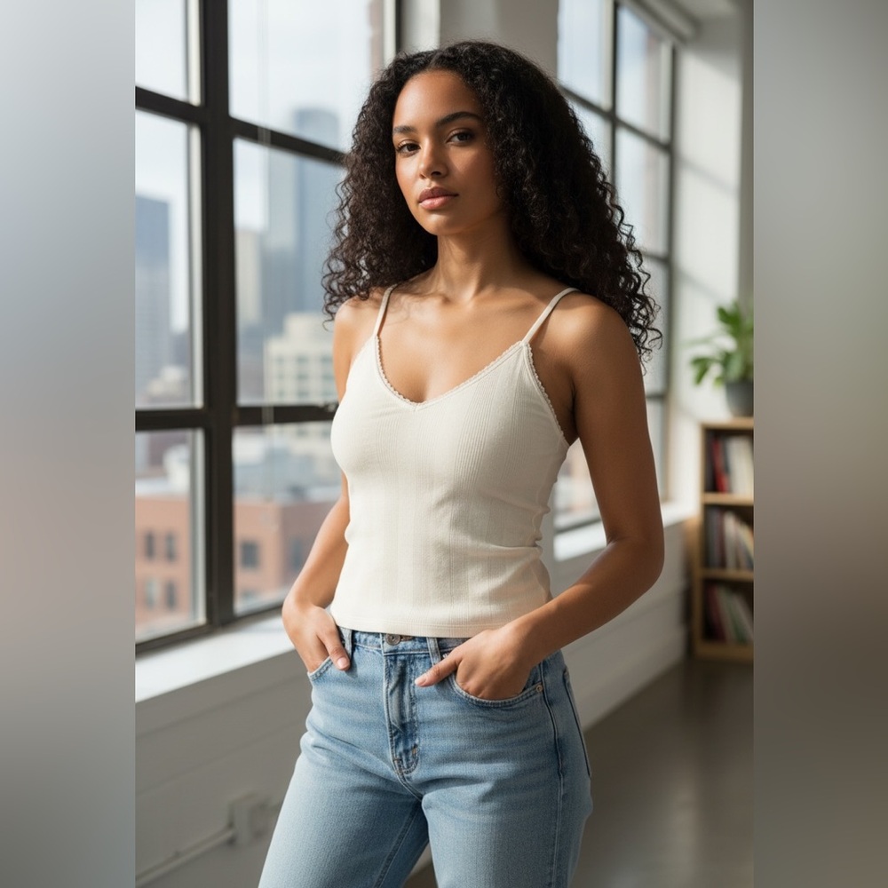 Lululemon Athletica White Cotton Pointelle Cropped Camisole Top NWT